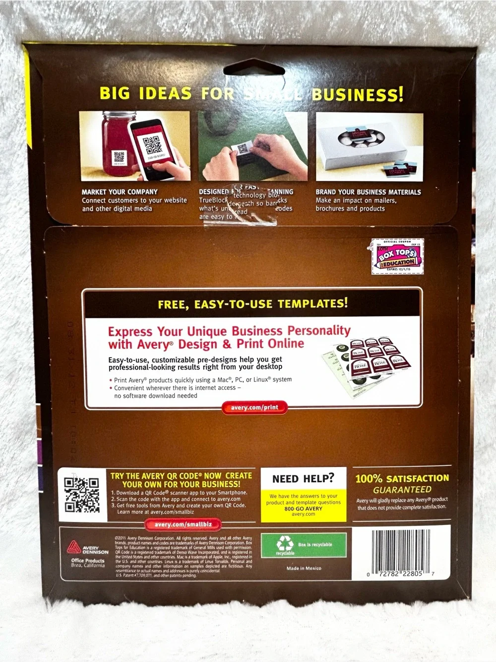 Avery 22805 White Square Labels  1-1/2